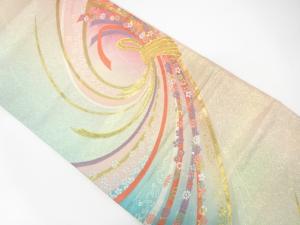 束ね熨斗に花模様織り出し　振袖用袋帯